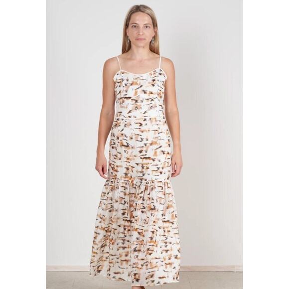 CHRISTY LYNN Sz M Medium Luisa Linen Sleeveless Tie Shoulder Dress Tiger Print - Picture 1 of 13